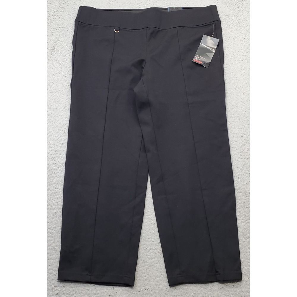 Avenue Ponte Pants Womens Petite 18/20 Black Stretch Casual Straight Leg Pull On